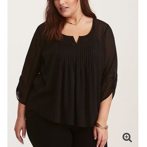 Torrid Polka Dot Print Chiffon Pintuck Top